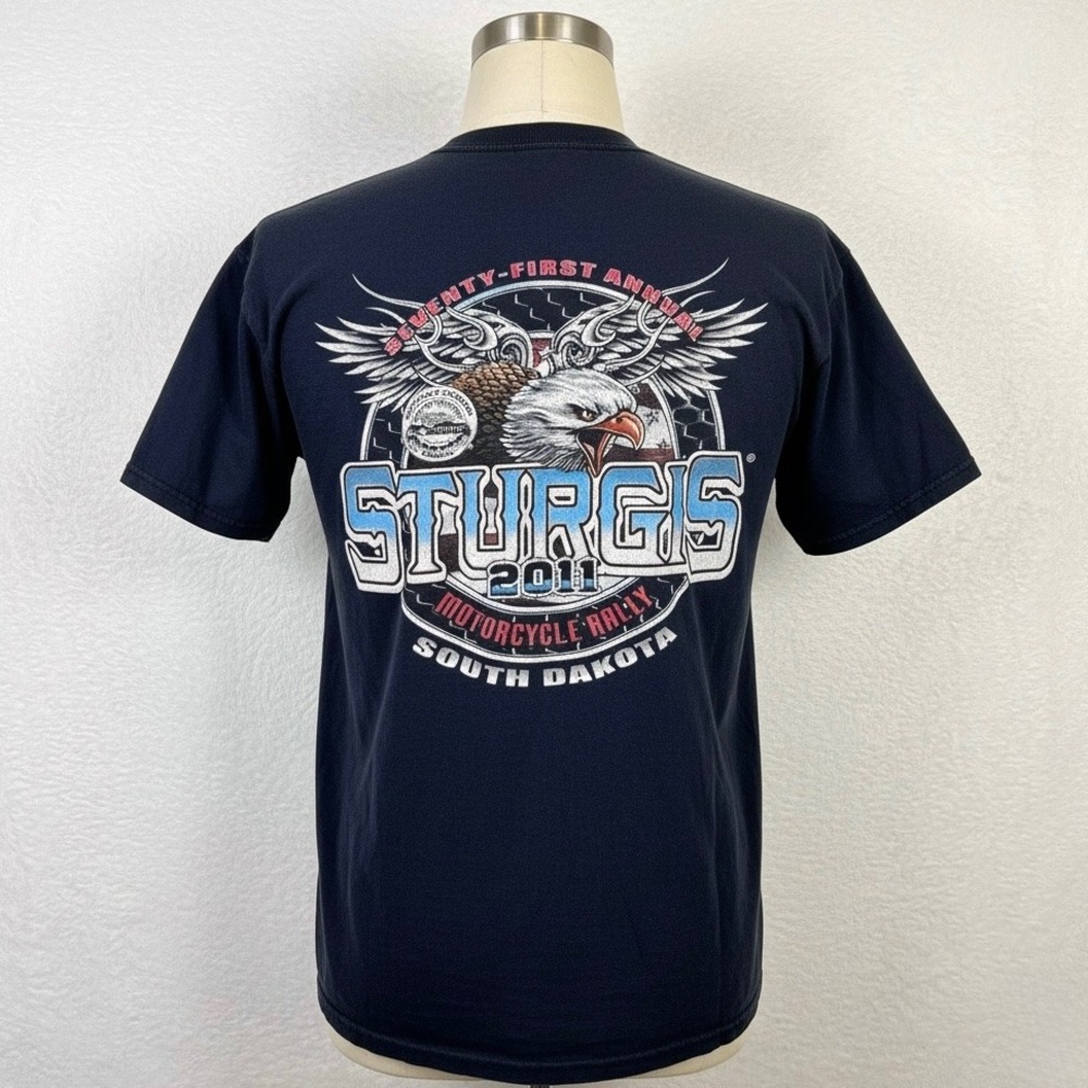 2011 Sturgis Motorcycle Rally T Shirt 
Heavy Cotton XL Black Faded Eagle 2 Sided